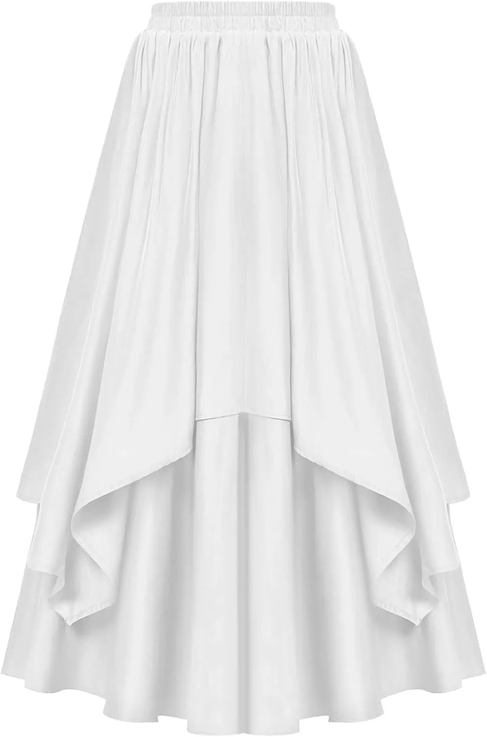 Renaissance Maxi Skirts for Women Elastic High Waist Double Layered A-Line Skirts Vintage Pleated Skirt with Pockets