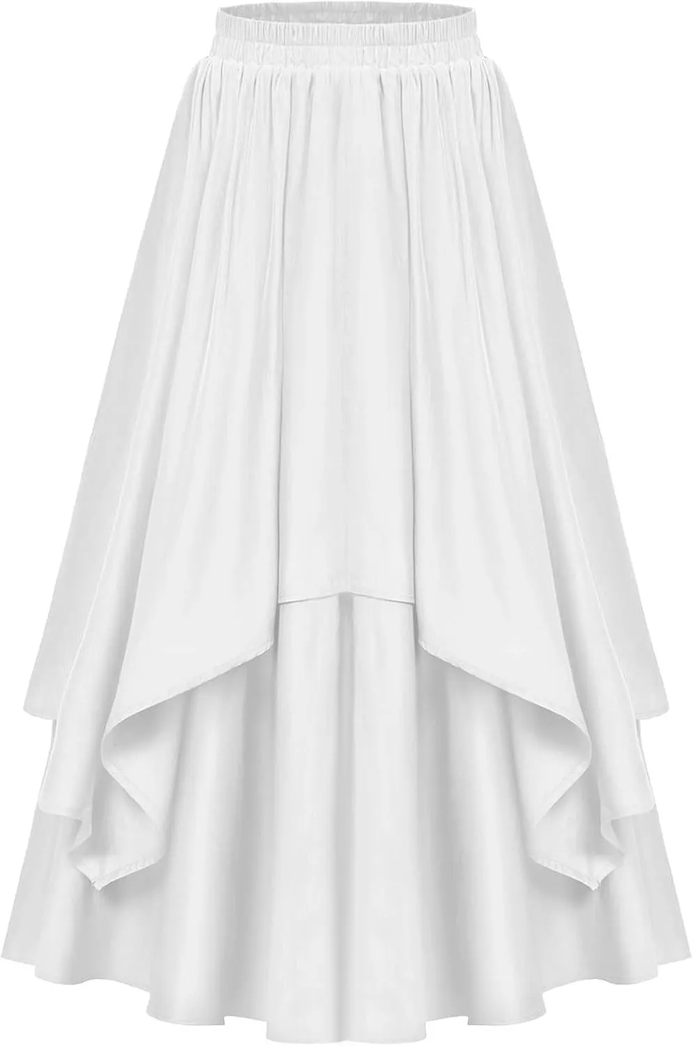 Renaissance Maxi Skirts for Women Elastic High Waist Double Layered A-Line Skirts Vintage Pleated Skirt with Pockets