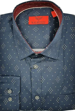 R.F. Scott Fielding Long Sleeve Shirt - Geo Diamonds - Ink