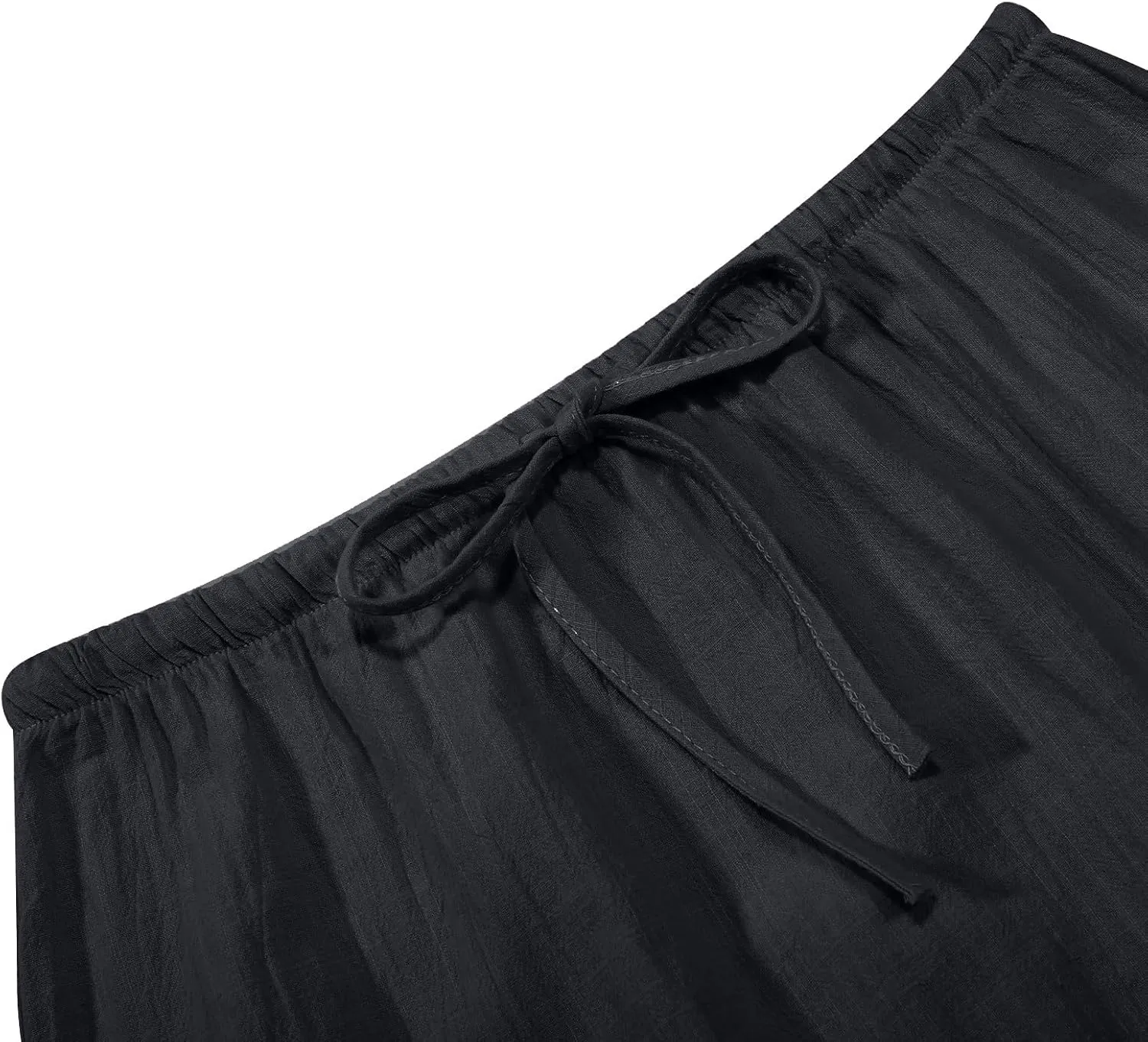 Summer Linen Maxi Skirts for Women Boho Beach Vacation Drawstring Low Waist A Line Skirt Flowy Long Cover Ups