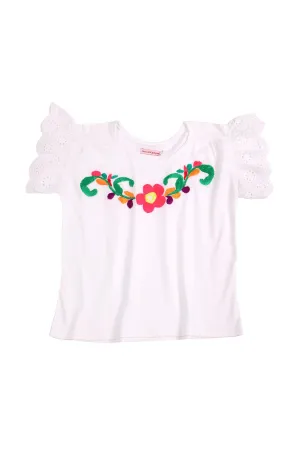 T-Shirt  White with Hand Stitch