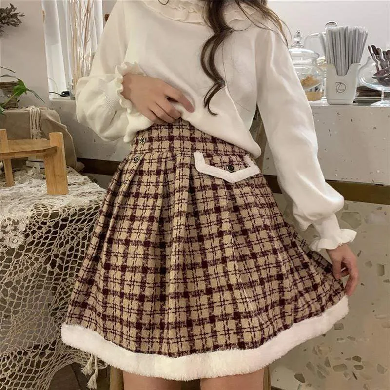 Vintage A-line Plaid Skirt