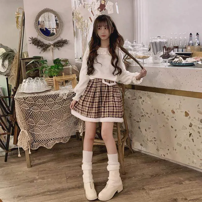 Vintage A-line Plaid Skirt
