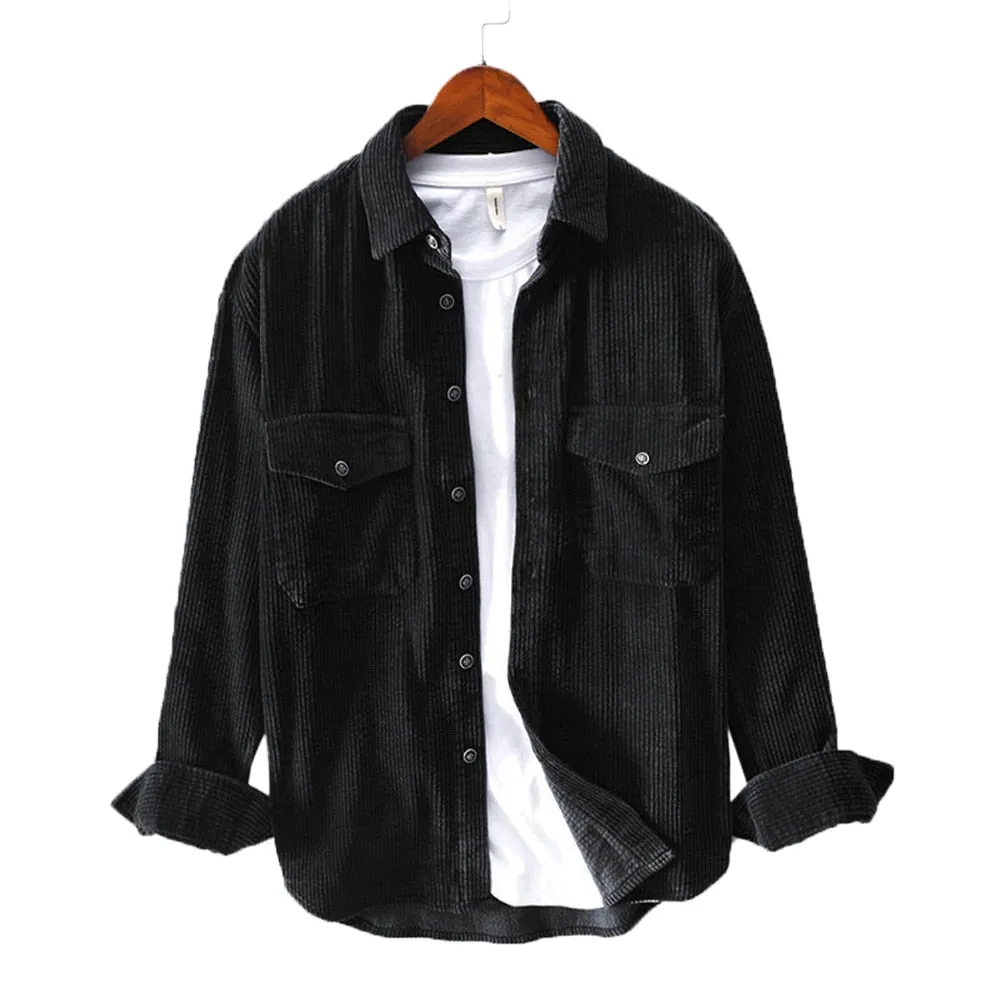 West Louis Fashion Brand Corduroy Loose Shirt
