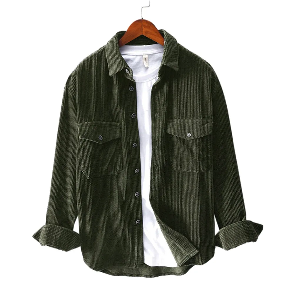 West Louis Fashion Brand Corduroy Loose Shirt