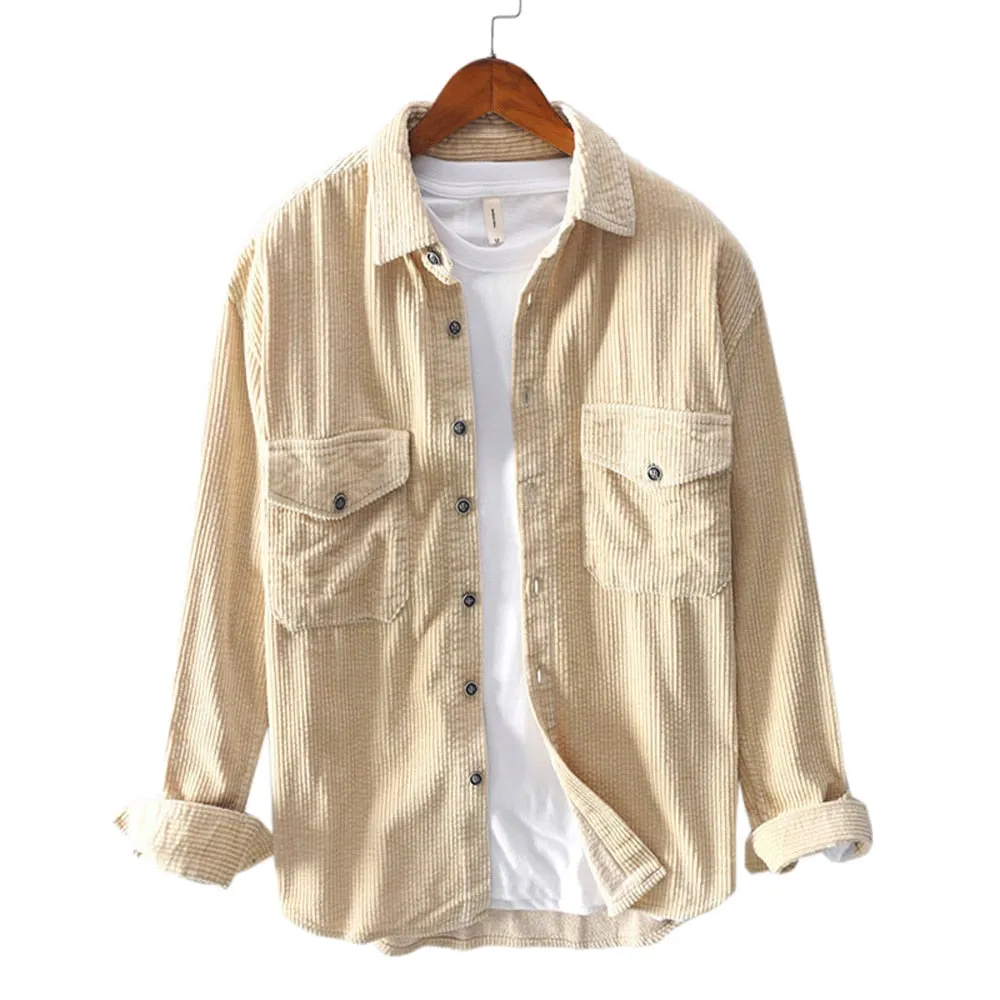 West Louis Fashion Brand Corduroy Loose Shirt