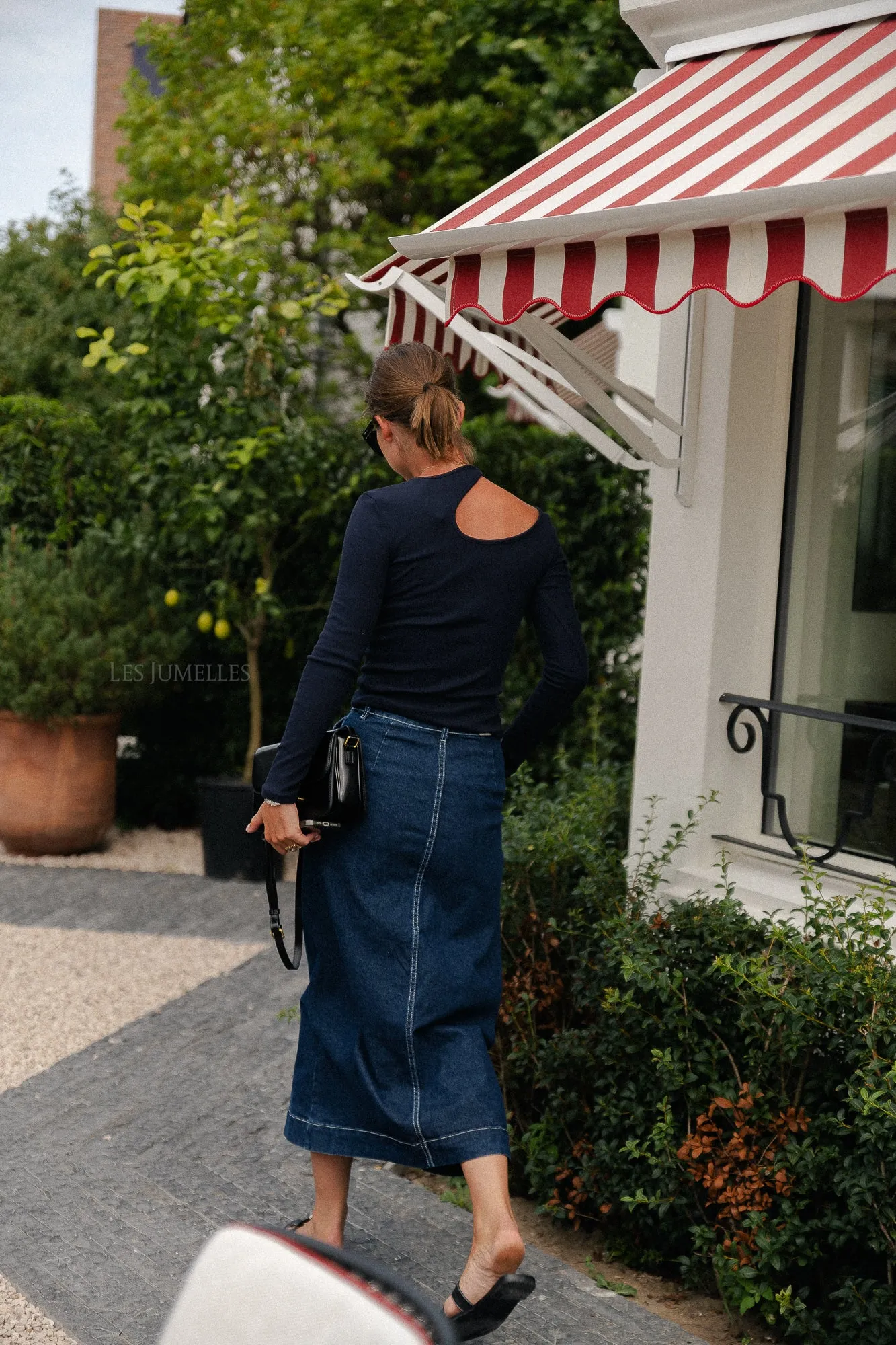YASTela HW ankle denim skirt dark blue denim